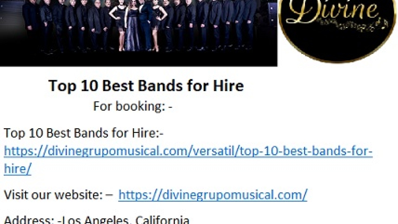 In California Top 10 Best Bands for Hire at Best Price.